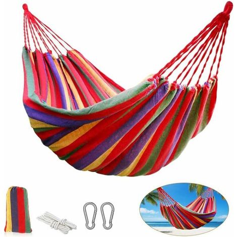 Hamacs d'extérieur, hamac double en coton, hamac de camping, hamac 2 personnes, hamac de voyage ultraléger, hamac de randonnée, pour le camping, la plage et les voyages. (1/4)