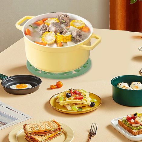 Trépied pour théière, support pour théière, dessous de plat, support rond pour théière, base pour théière, set de table, accessoires de cuisine pour la cérémonie du thé, vert. (1/5)