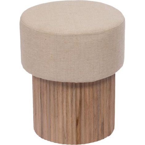 Amadeus - Tabouret en teck et tissu camel H45 cm (1/3)