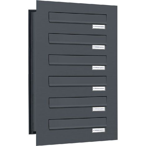 6er Briefkastenanlage für Mauerdurchwurf RAL 7016 Anthrazit (1/5)