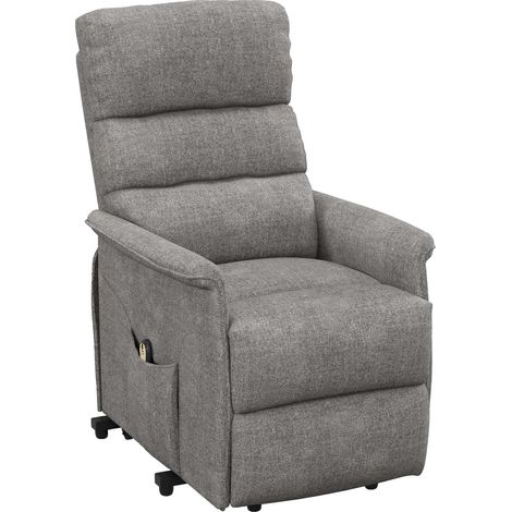 Fernsehsessel mit Aufstehhilfe Elektrisch, Relaxsessel mit Liegefunktion, TV-Sessel mit Leinenoptik, Seitentasche, Fernbedienung (1/5)