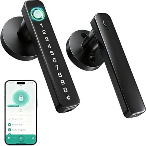 Serratura intelligente 5 in 1 con impronta digitale, app, scheda chip, codice e chiave, design ad arco. (1/5)