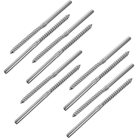 10pcs Vis à Bois à Sertir en Acier Inoxydable Argenté pour Garde-corps à Câbles de Terrasse, Accessoires Robustes pour Câble Inoxydable en Extérieur (1/5)