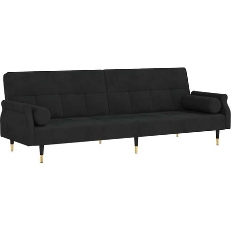vidaXL Schlafsofa mit Kissen schwarz Velvet