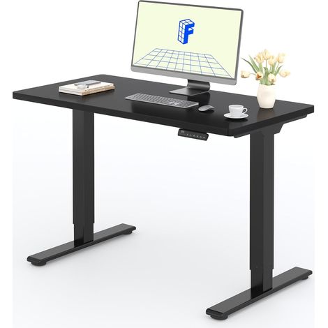 FlexiSpot Bureau Assis Debout Une Pièce 2 Mot 120×80. Noir+Noir