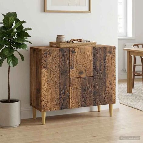 Buffet de Cuisine Rétro en Bois d'Ingénierie, Meuble de Rangement avec Portes et Tiroirs, 89 x 34,5 x 60 cm, Style Vintage pour Salle à Manger et Salon (1/5)