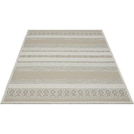 FLOORNOVO In- & Outdoor Teppich Grau gemustert - 180 x 67 cm - Flachgewebe für Garten Balkon Terrasse und Innenbereich - Robust & Pflegeleicht - vielseitig einsetzbar im Innen- und Außenbereich (1/2)