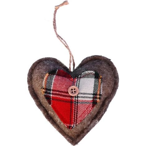 Decorazione natalizia, ciondolo a forma di cuore, in tessuto, 10 cm, rosso (1/2)