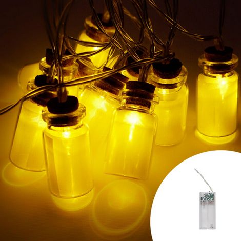 Catena 2 metri luminosa bottigline a batteria con 10 microled luce calda (1/5)