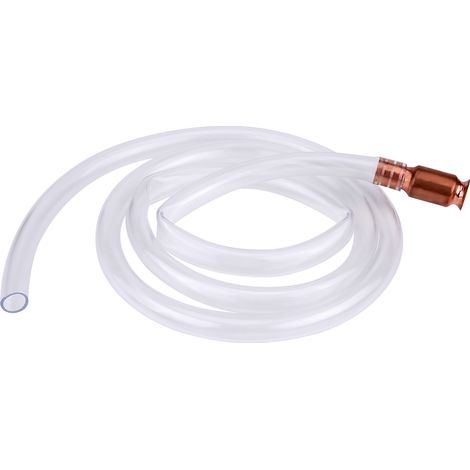Pompe à siphon automatique universelle pour transfert huile carburant liquide, tuyau aspiration 180 cm, PVC métal blanc or, Ø18mm, auto moto 1 pièce (1/5)