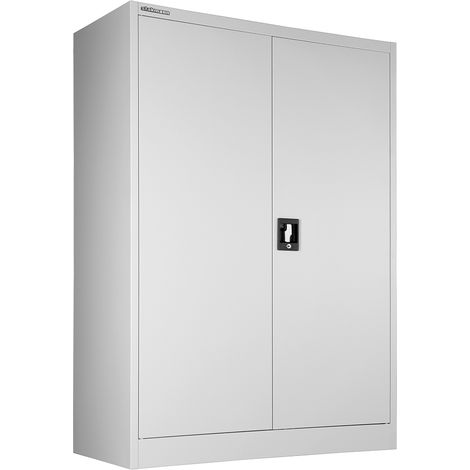Armadietto Metallico Porta Documenti 2 Ante 90x40x140 cm per Ufficio/Casa in Acciaio Grigio (1/5)