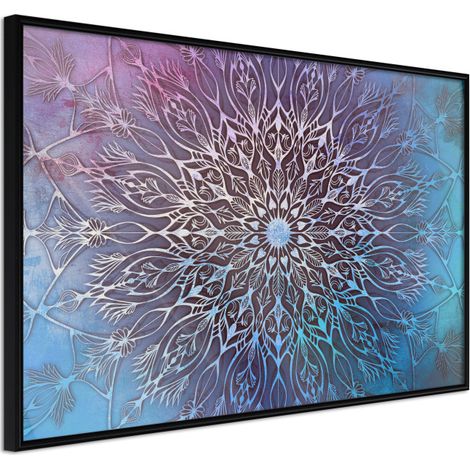 Affiche Murale Encadrée "Blue and Pink Mandala" 45 x 30 cm Noir