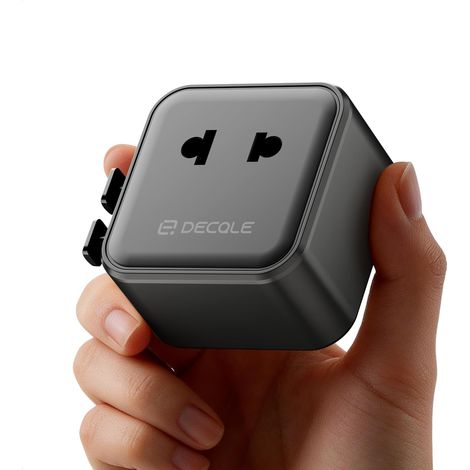 Adaptateur Prise Universelle avec 2500W Max Mince Adaptateur Voyage International, PAS un Convertisseur de Tension, Pour USA, UK, EU, AU & 200+ Pays (Noir) (1/5)