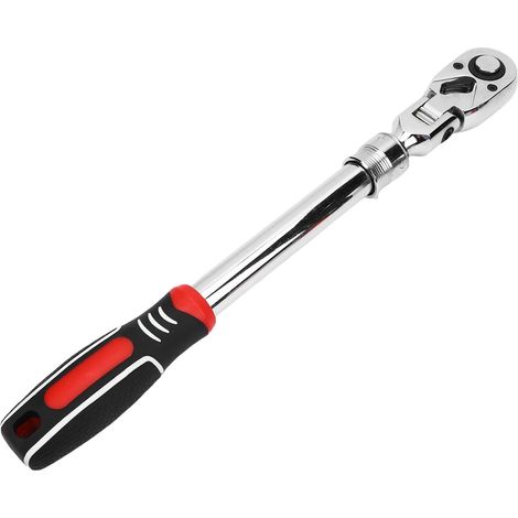 Llave de carraca de 1/2" y 72 dientes, mango extensible, ajustable a 180°, llave para giro en sentido horario/antihorario para espacios reducidos. (1/5)