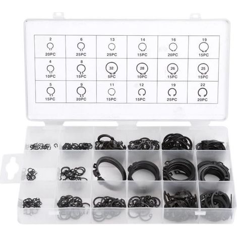 Anneau de retenue de circlips - 300 PCS - Métal durci - 2 mm - Résistant et durable (1/4)