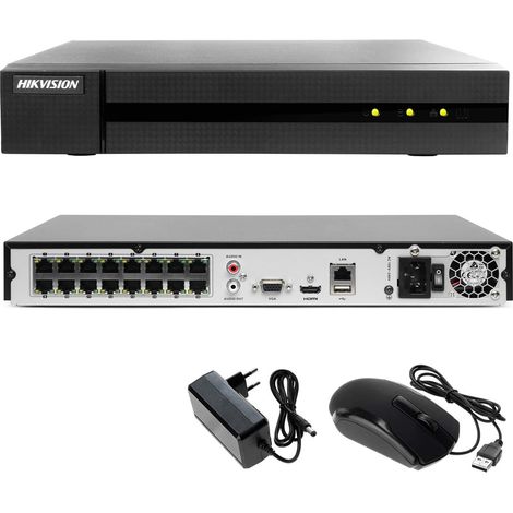 Hikvision HWN-4216MH-16P AI Videoregistratore NVR 16 Canali 4K HD 16CH@8Mpx Con Switch 16 Porte PoE H.265+ 80Mbps P2P ONVIF 2 SATA Interface 6TB HiWatch (1/6)