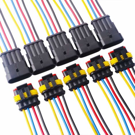 Green Mobility-Lot de 5 Voiture Fiche etanche, 4 Pin Connecteur Electrique Etanche, Voiture Étanche Connecteur Électrique, 4 Broches Imperméable à l'eau Connecteur (1/5)