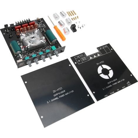 2.1-Kanal-Stereo-Bluetooth-Leistungsverstärkerplatine mit eingebautem Lüfter und USB-Anschluss, 15-36V DC-Netzteil. (1/5)