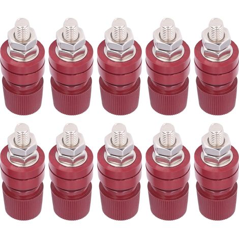 10 bornes de connexion M8 en fer, vis à bornier pour onduleur, rouge, lot de 10 pièces (1/5)