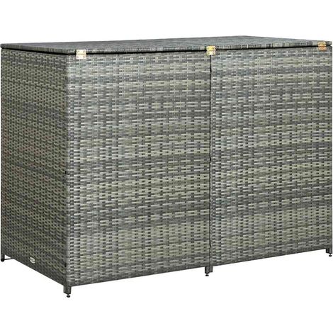 Maison Exclusive - Copribidone Rifiuti Doppio in Polyrattan Antracite 148x77x111cm (1/5)
