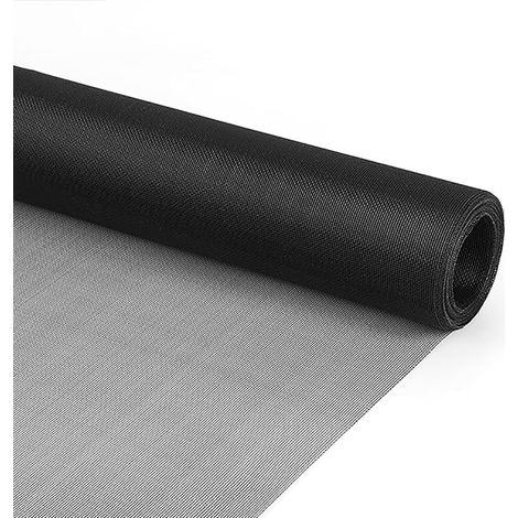 Mosquitera negra de malla fina para ventanas, resistente a los rayos UV, para despensas, tela para mosquiteras por metro, para puertas, cortinas y ventanas - 1x2 m (1/5)