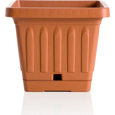 Vaso quadrato terra per piante con riserva 30 x 30 cm bama