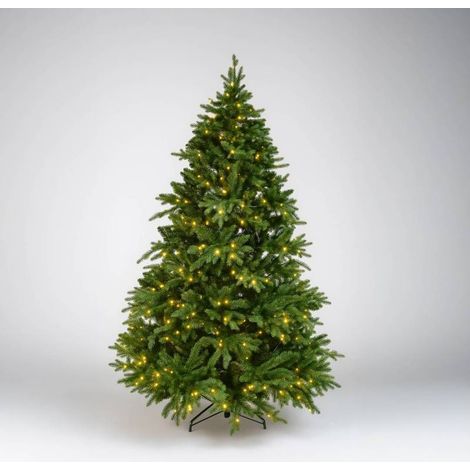 Sapin artificiel lumineux 2m10 – 450 LEDs blanc chaud – 1727 branches réalistes en PVC et PE – Montage rapide et stable intérieur
