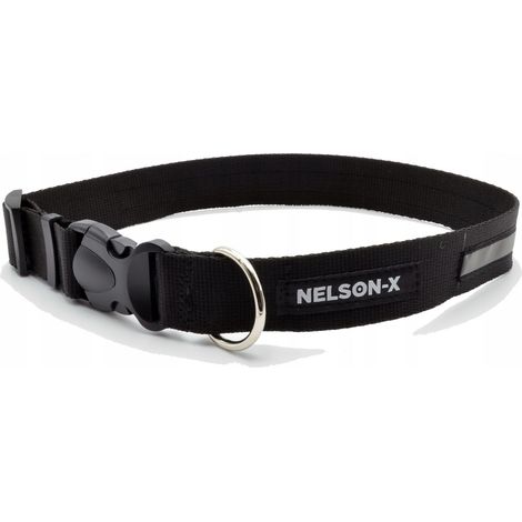 CUELLO ANCHO NELSON-X BASIC 4 CM/35-45 cm CON HEBILLA DE PLÁSTICO REFLECTANTE (1/5)