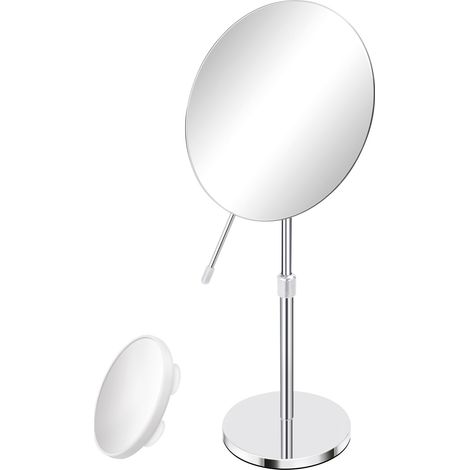 Miroir de courtoisie HD de 20,3 cm avec pivot et hauteur réglable (33 à 45,7 cm), miroir de maquillage grossissant x10 pour le toilettage et le rasage de précision, finition chromée pour table (1/5)