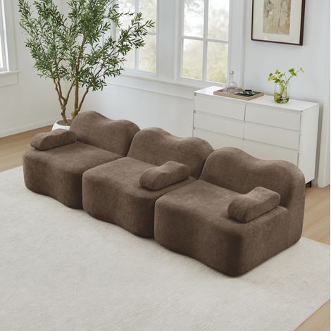 Canape dangle modulaire en velours marron OKMYHOME (1/5)
