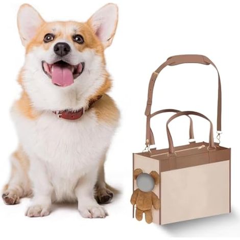 Sac de transport à bandoulière portable pour animal de compagnie, sac à main léger en polyuréthane avec sangle réglable et caractéristiques de sécurité, joli design en peluche pour petits chiens