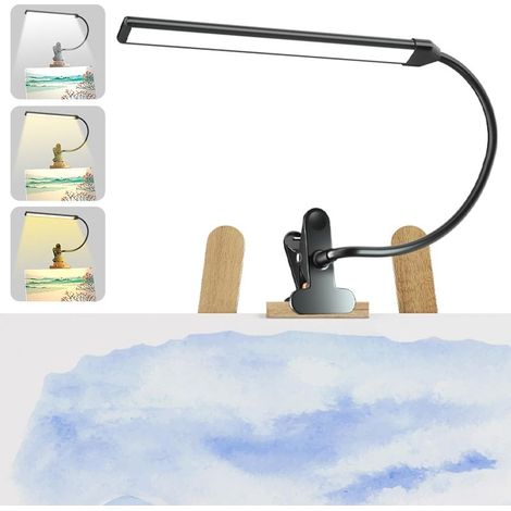 LED Clip Desk Lamp for Artists,3 Color Modes,10 Levels Brightness,300lm Reading Light for Painting and Drawing with Flexible Arm,USB Powered (1/5)