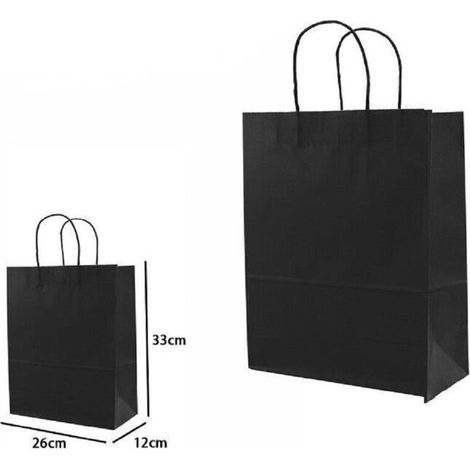 Set 4 Pièces Sacs Cadeau Sacs Papier Couleur Noir 33x26x12 Cm 68463