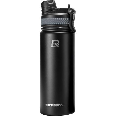 Trinkflasche für Fahrräder, Thermosflasche für Getränke, Edelstahl, 530 ml – schwarz (1/5)