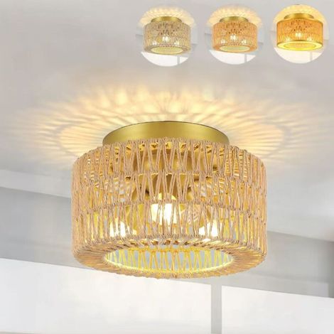 Plafonnier moderne en rotin, 3000-6500K, spot LED encastré, lustre de salon, convient pour la salle à manger, la cuisine et la chambre. (1/5)