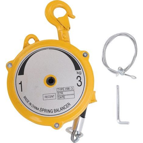 Retractable Self-Locking Spring Balancer, 3-5kg Capacity, with 1.9m Steel Cable and Hook, Tool Holder (1/5)