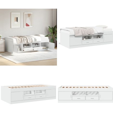 Lit de jour avec tiroirs sans matelas blanc 90x190 cm - Canapé-lit - Tiroirs de lit (1/5)