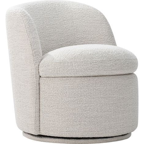 Fauteuil Baquet Pivotant CHITA, Siège Rembourré Confortable En Fausse Angora Certifié FSC, Pour Salon-Blanc (1/5)
