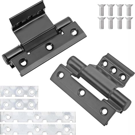 2-teiliges Fensterband, Scharnier für Fenster und Türen (auch für Terrassentüren), 100 mm, kein Bohren erforderlich, für Aluminiumprofilfenster (55/60 mm) (1/5)