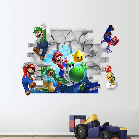 Décor Mural Super Marie Autocollants Muraux pour Salon Chambre Mur TV Adhésifs Décoratifs 3D (1/5)
