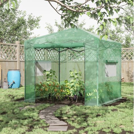 Faltbares Gartengewächshaus 238 x 178 x 240 cm mit Tür und aufrollbaren Fenstern, dunkelgrün HAVRYA (1/4)