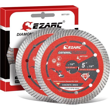Diamanttrennscheibe 125mm Turbo für Winkelschleifer, Granit, Beton, Ziegel (2er-Pack) (1/5)
