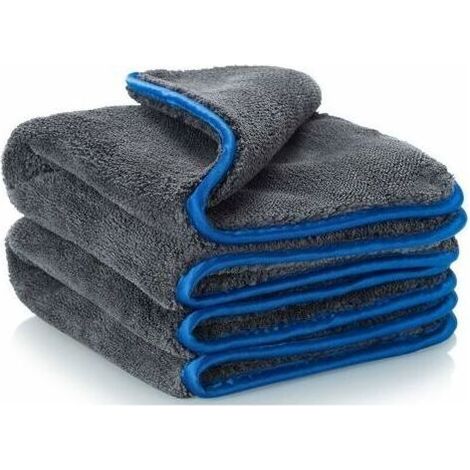 Chiffon en Microfibre Voiture,1200GSM Chiffon de Polissage, Pièces Microfibre Sechage Voiture - Super Absorbant Ne Laisse Pas De Taches d'eau, 40x40cm Bleu, 2 pcs (1/5)