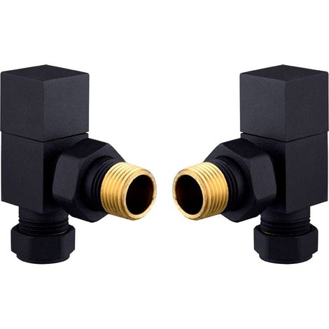 Heatwave Square Black Angled Radiator Valves Pair (1/2)