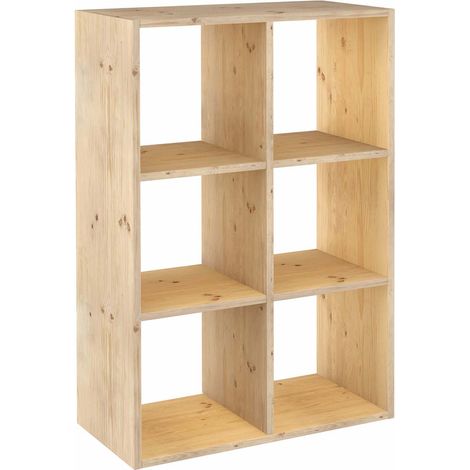 Idroweb – Étagère murale modulable en pin massif marron – 6 compartiments 33x33cm – Charge maximale 50kg – Facile à assembler