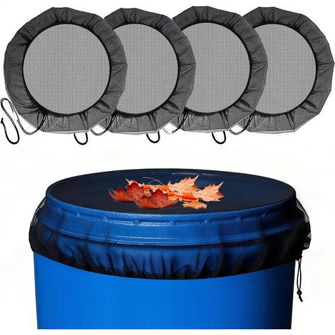 Lot de 4 filets de citerne de pluie de 100 cm avec cordon de serrage - Filet réglable - Moustiquaire pour la protection contre les feuilles, les débris et les insectes (1/5)