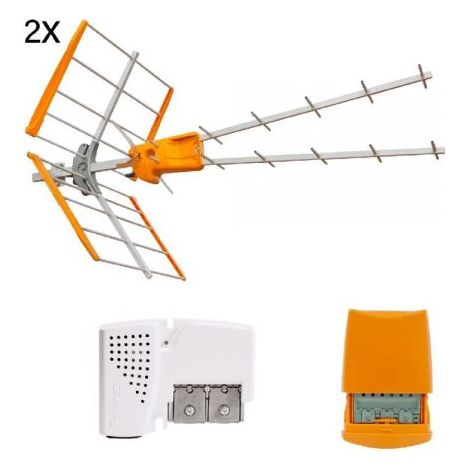 TELEVES – Kit completo antenne TV UHF con amplificatore e alimentatore - 149291
