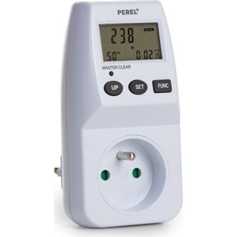 Perel Energiemessgerät, LCD-Anzeige, 230 V, 16 A, 3600 W, Typ E (französisches System), weiß