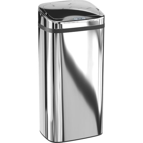 Bidone per Rifiuti da 40L con Sensore per Apertura e Chiusura Automatica 33x25x70 cm in ABS e Acciaio Inox Argento (1/5)
