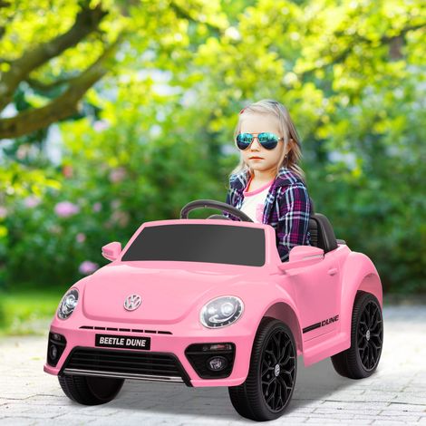 Véhicule électrique pour enfants - rose - télécommande et musique - 3-5 km/h - VW Coccinelle - Pratique